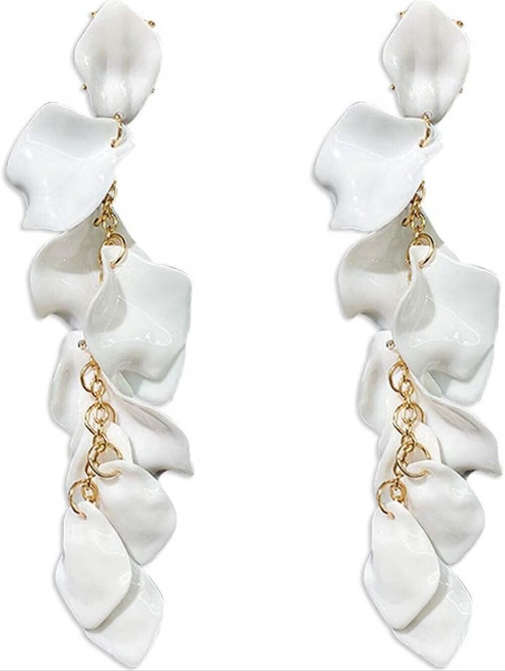 Long Acrylic Rose Petal Earrings Dangle Drop Statement